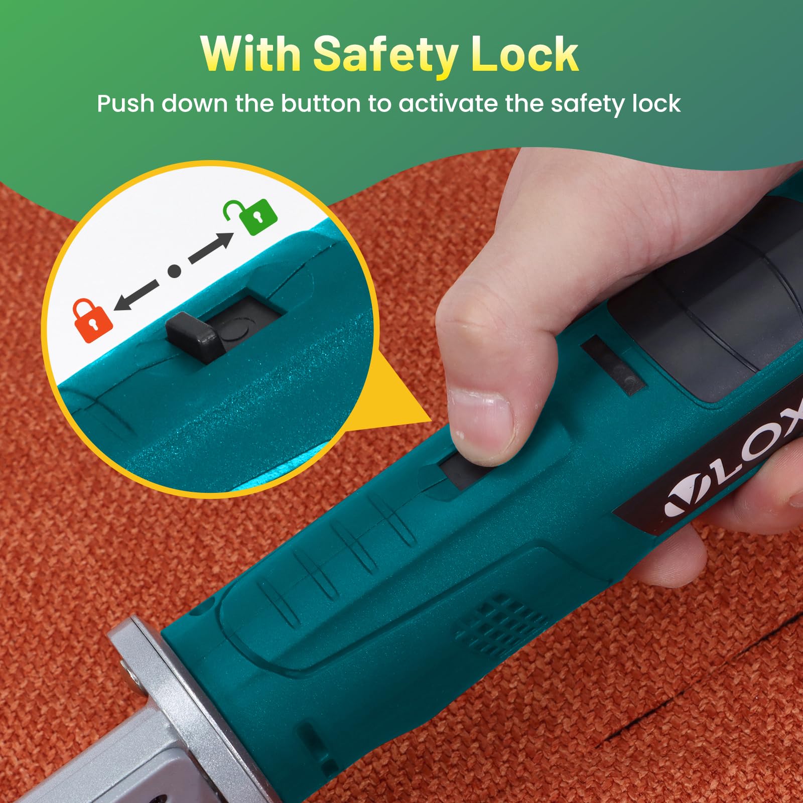 VLOXO Ciseaux Electrique Tissu Couture, Cutter Rotatif Rotary Cutter Sans Fil avec 90 mm Lame pour Textile/Tapis/Cuir/Papier