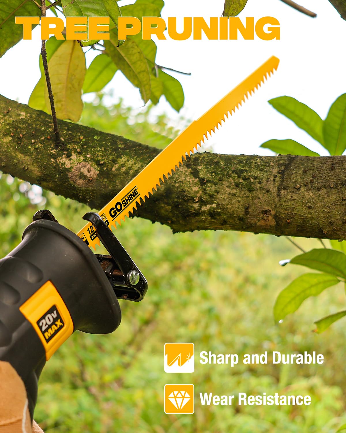 GOSHINE Lot de 5 lames de scie alternative 5TPI pour bois de 30,5 cm pour arbres en acier à haute teneur en carbone