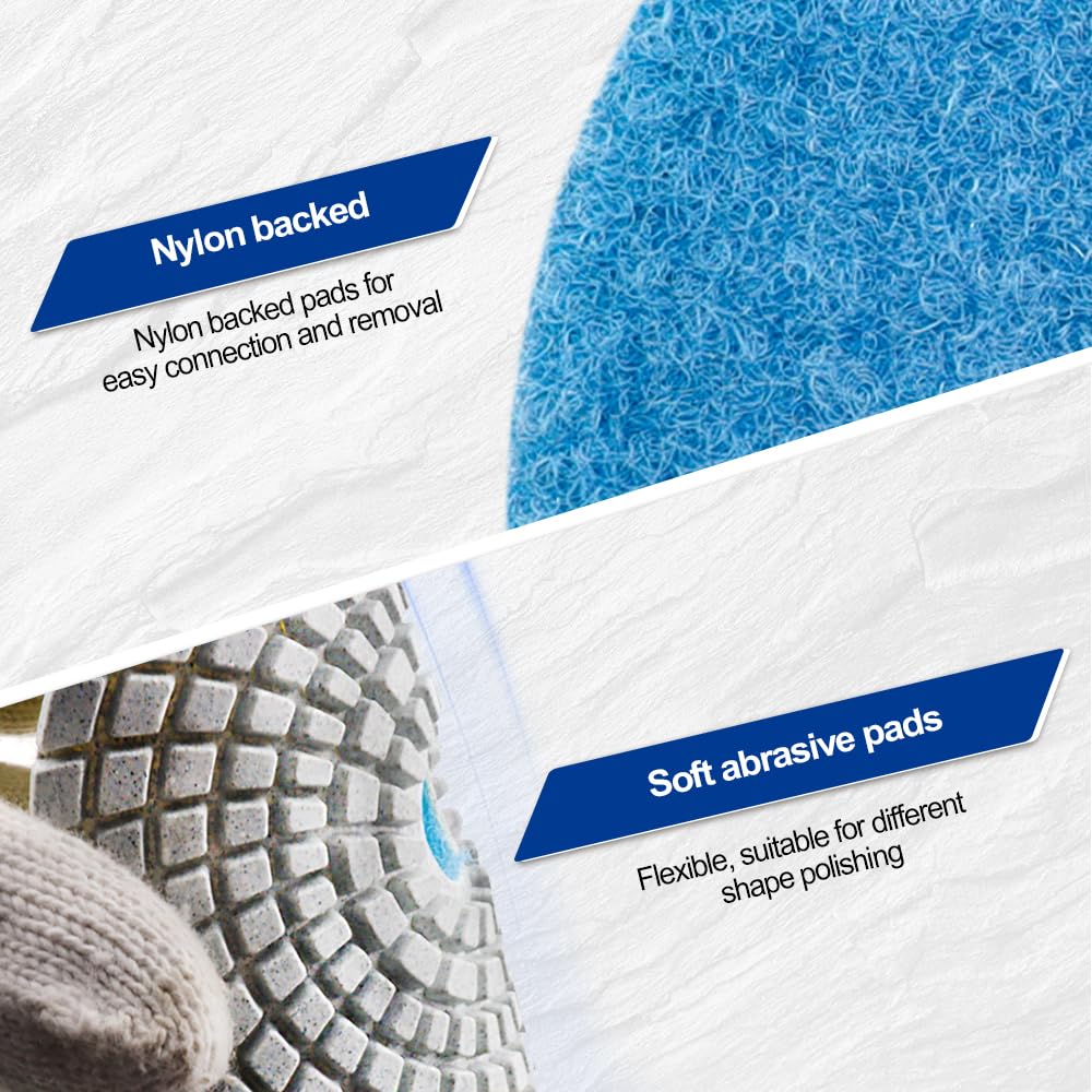 SHDIATOOL 7pcs/Set 4" Diamond Wet Flexible polishing Pads White Bond for Marble & Granite (8 Grits Available) (7pcs #200)