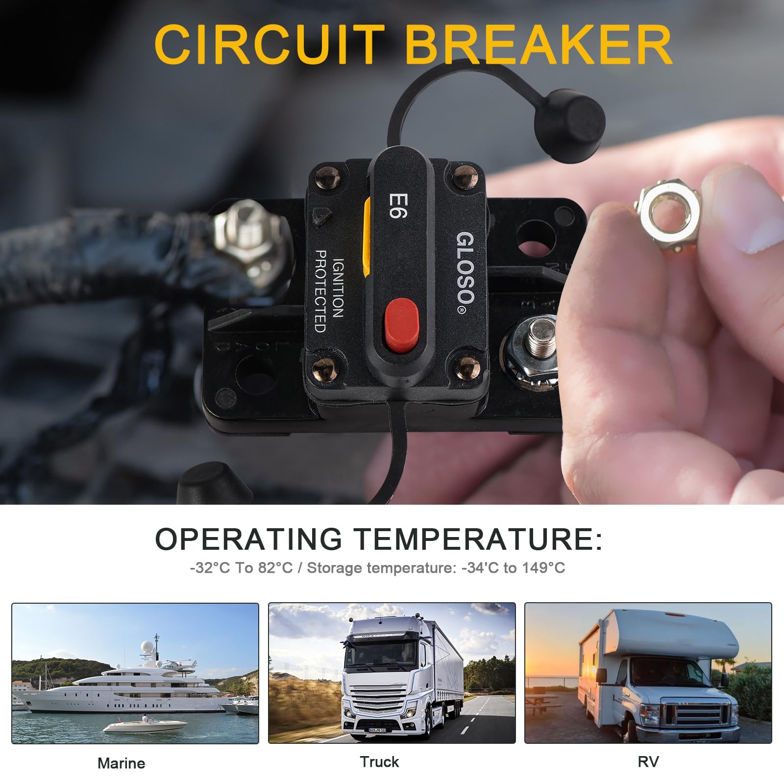 GLOSO Interruttore automatico automatico reset interruttore automatico impermeabile barca batteria auto camion 20 amp E69