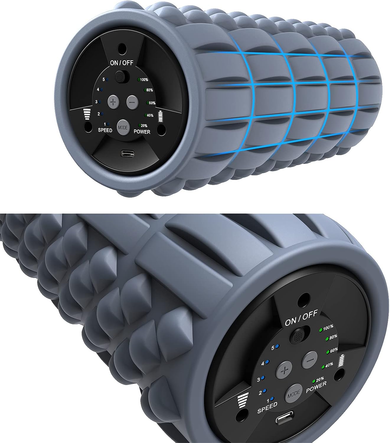 Remote Control Vibrating Foam Roller - VF2 5 Speed Electric Back Roller Physical Deep Tissue Massage Exercise Recovery Muscle Roller
