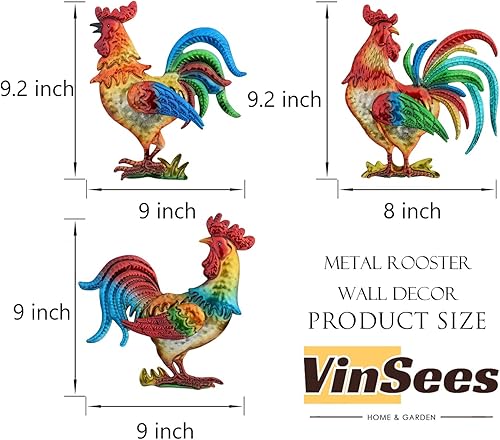 Miniatura 7 de VinSees Decoración de pared de gallo de metal, regalos de pollo para mujeres, mamá, abuela, esposa; escultura de pared de gallo 3D para cocina