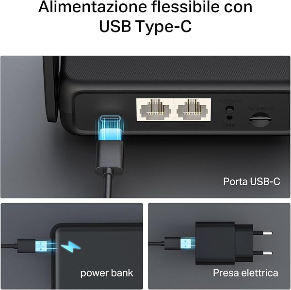 Mercusys MB113-4G Router WiFi con Sim, Wifi Portatile, 2 Antenne Pieghevoli, 4G LTE Wireless N300Mbps,Porta LAN+ Porta LAN/WAN, USB-C, Ricarica da Power Bank, VPN(Client/Server), SMS, APP, Plug&Play - 4