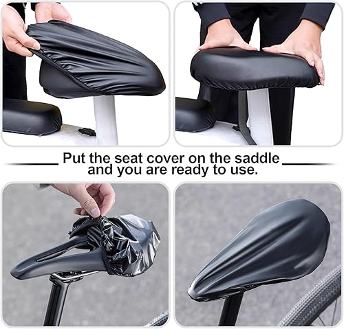 Miniatura 3 de 3 piezas 100% impermeables para asiento de bicicleta, protección para asiento de bicicleta, resistente al agua y al polvo, funda para sillín de