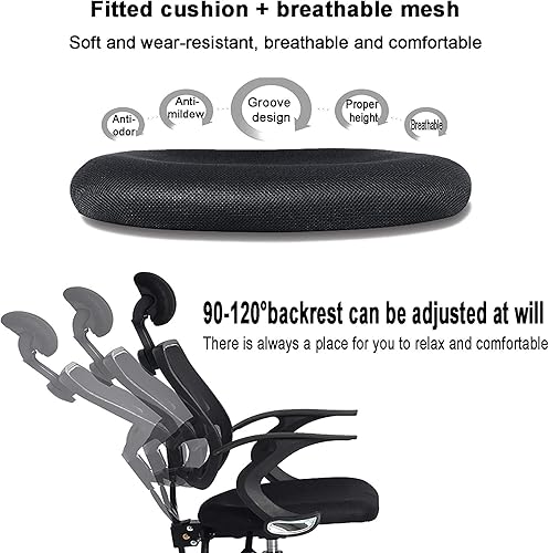 Miniatura 7 de Silla de oficina para videojuegos, silla de computadora ergonómica de malla, silla de oficina con respaldo alto con reposacabezas ajustable, soporte