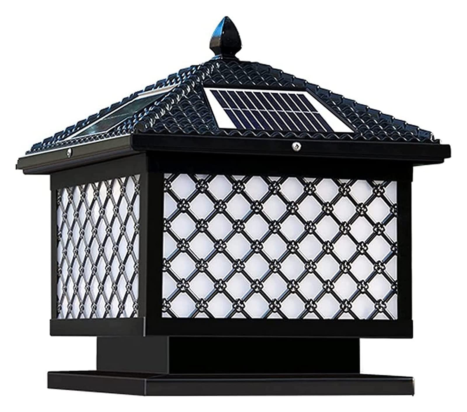 QUSYZD Lamp Post Lights Outdoor, Courtyard Light Solar Post Light Outdoor Bollard Column Lamp Fence Gate Pillar Lamp Waterproof Stainless Steel Street Light Lawn Porch Courtyar,Noir-Height 46cm