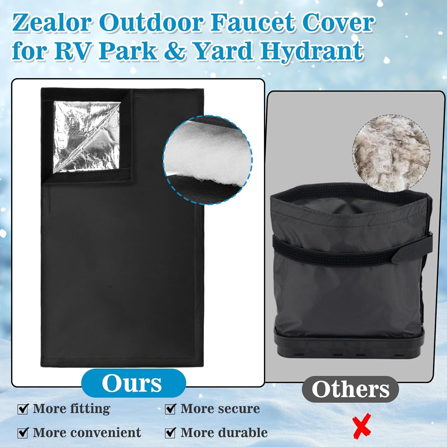 Outdoor Faucet Cover for RV Park Winter Freeze Protection 25"x13.5" Long Faucet Socks Insulated Pipe Hose Bib Water Spigot Cover Reusable Faucet Protector for Outside Garden Lawn & Yard Hydrant