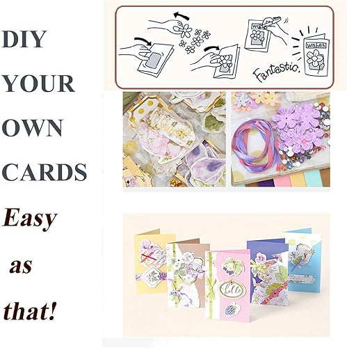 Miniatura 7 de Gigicloud Kits de tarjetas de papel, coloridos kits de tarjetas de felicitación hechas a mano, juego de materiales para invitación de cumpleaños,