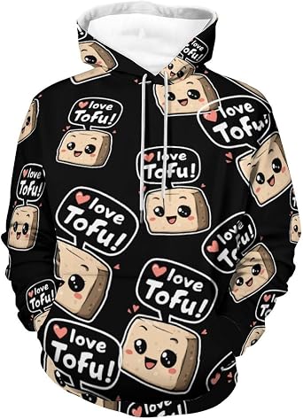 Love Tofu Casual Hoodies Long Sleeve Lightweight Pullover Tops Loose Sweatshirt for Men Women