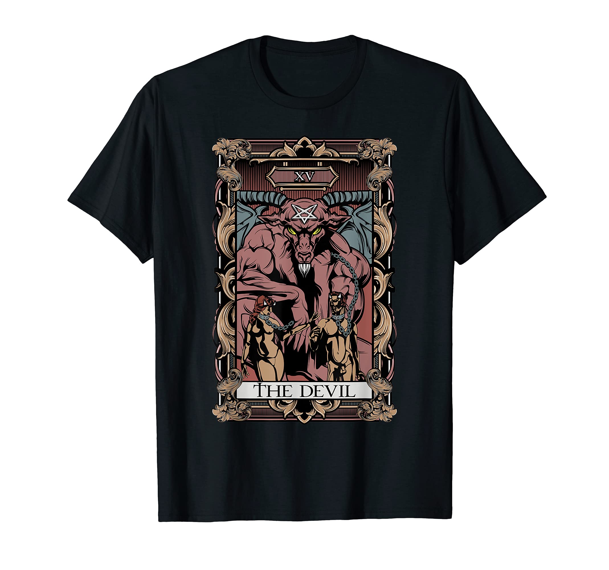 The Devil Tarot Card Occult Tarot Cards DesignsTarot Card The Devil Baphomet Gothic Occult Witchcraft Scary T-Shirt