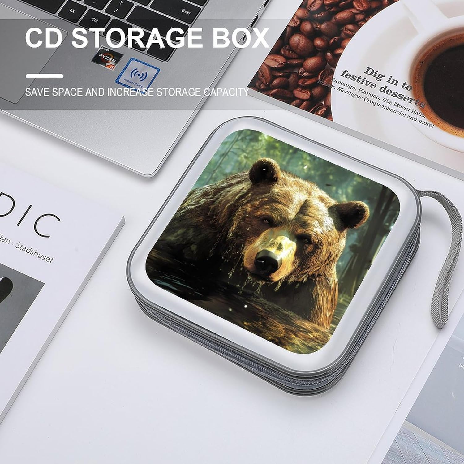 Tropical Forests Animal Bear CD Case Portable DVD Storage Box CD Wallet Holder Binder Organizer for Car Home