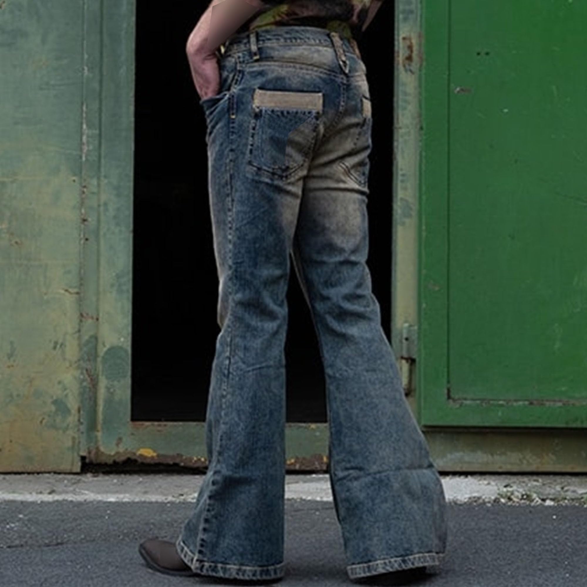 Mens Vintage Leg Disco Jeans Vintage Bell Bottom Men Denim Pants Stretch Retro Bell Flared 70s Jean Pants product thumbnail 7