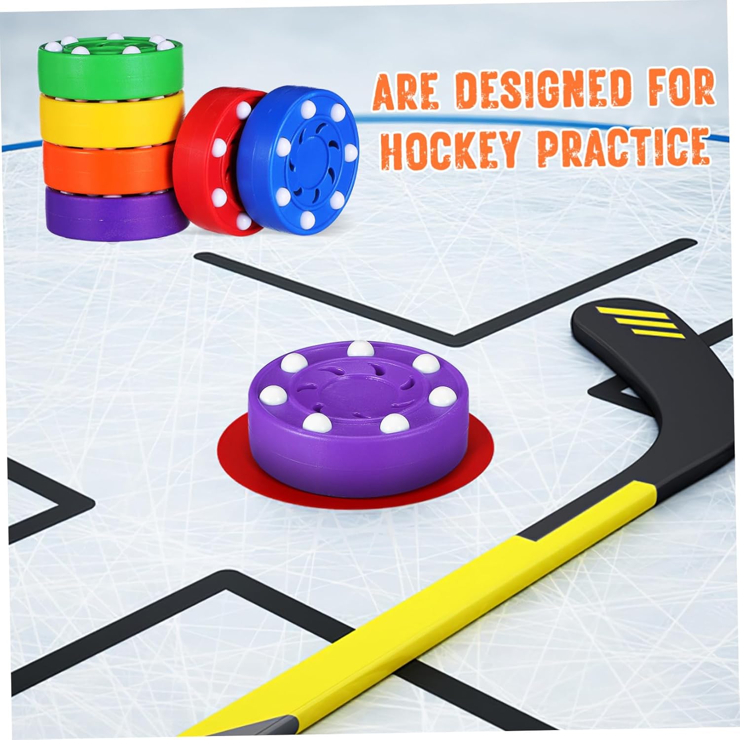 Yardwe 6pcs Hockey Pucks for Training Roller Pucks for Stick Handling Passing Practice and Floor Hockey Vibrant Colors for Indoor and Outdoor Use