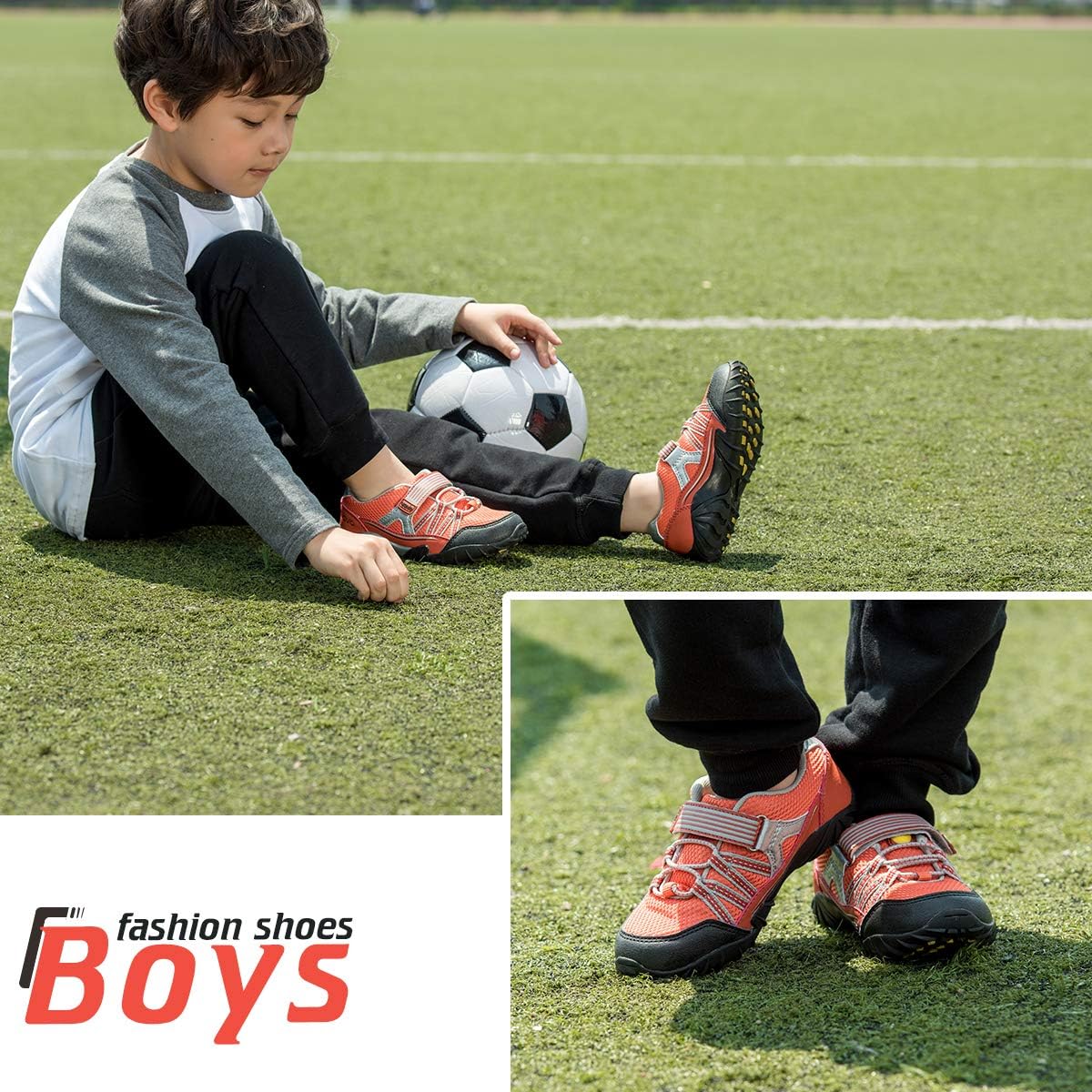 UOVO Boys Shoes Boys Running Sneakers Tennis Hiking Shoes Kids Athletic Outdoor Fashion Sneakers Slip Resistant (Toddler/Little Boys) (12.5 M US Little Kid, Orange-5)