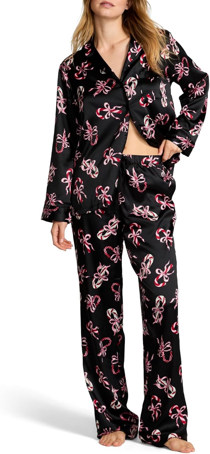 Victoria's Secret Satin Pajama Set, Long Sleeve Button Down Shirt & Pants, Sleepwear for Women (XS-XXL)