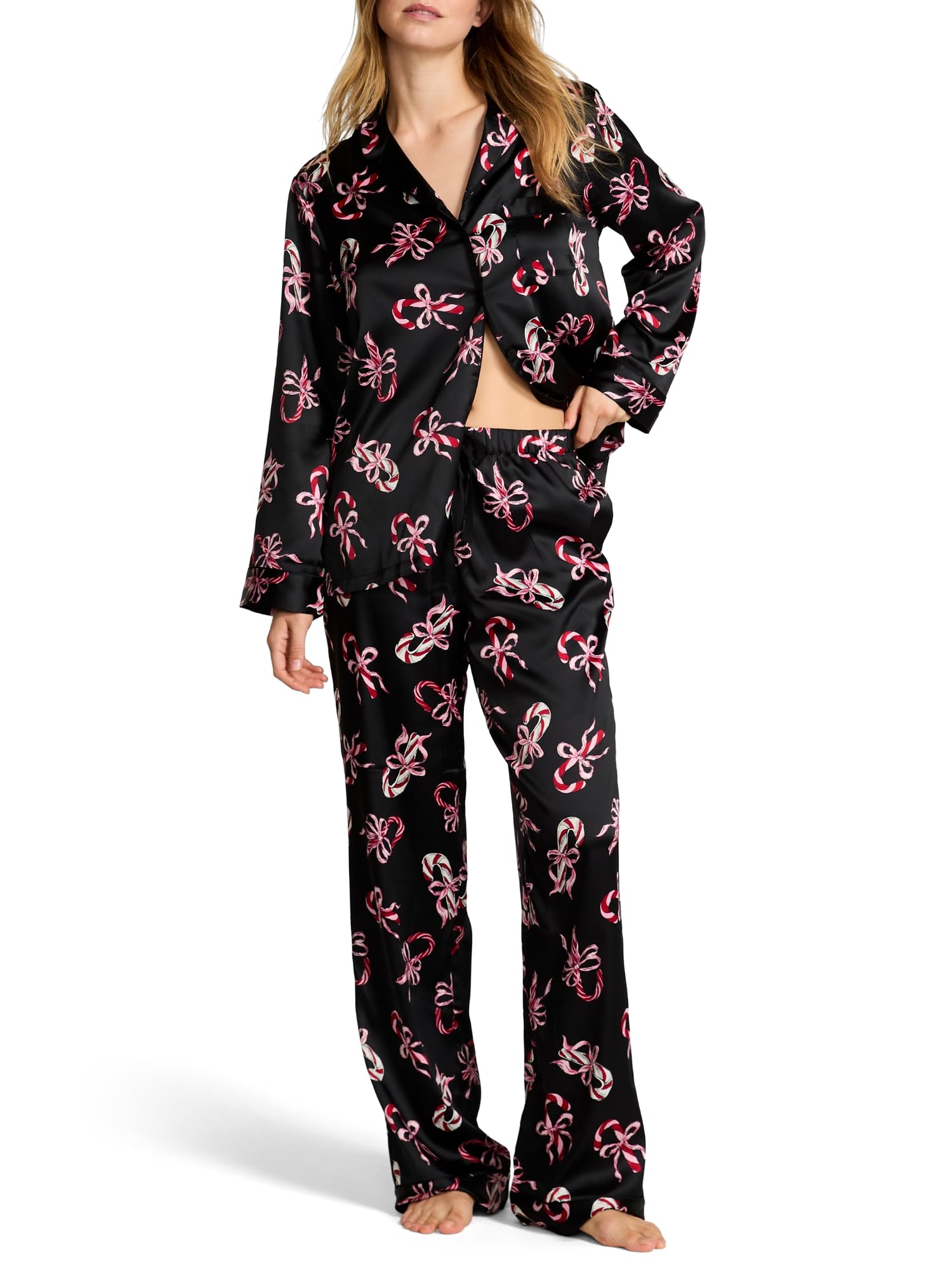 Victoria's Secret Satin Pajama Set, Long Sleeve Button Down Shirt & Pants, Sleepwear for Women (XS-XXL)