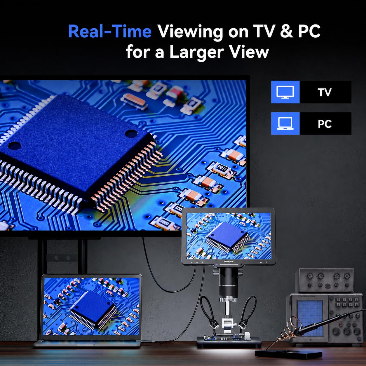 TOMLOV 3-Lens Digital Microscope - 2500X Magnification -7 TOMLOV 3-Lens Digital Microscope - 2500X Magnification -7