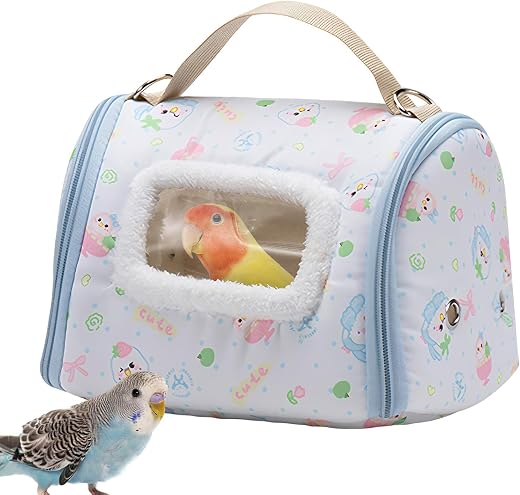Bird Travel Carrier - Portable Parrot Transport Box, Window Lightweight Cage for Parakeet Conure Cockatiel Canary Travel Carrier for Hiking Camping Home Trips Bird Carriers for Small Medium Birds