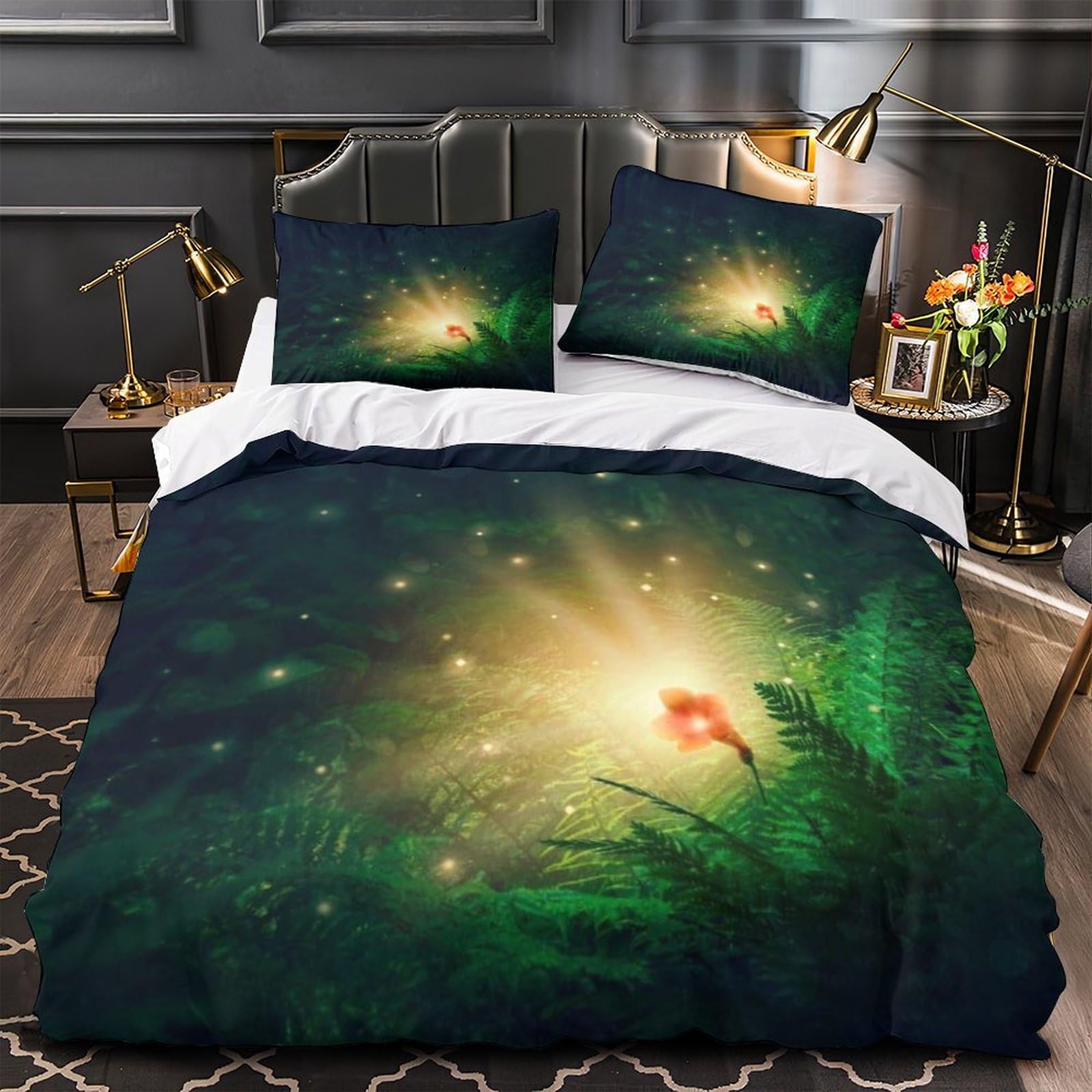 MXRMXR Flower 3D Print Duvet Cover Set Bedding Sets with Hidden Zipper Closure Microfiber Polyester Comforter Quilt Cover For Teen 3 Piece Set Single（140x200cm）