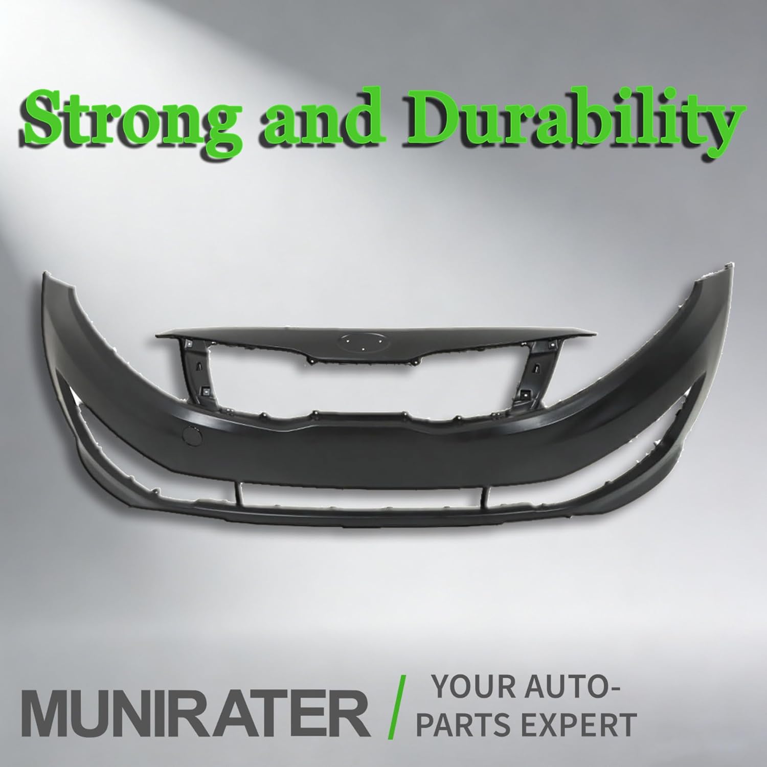munirater Primered Front Bumper Cover Fascia without Parking Sensor Hole Replacement for 2012 2013 Kia Optima EX LX