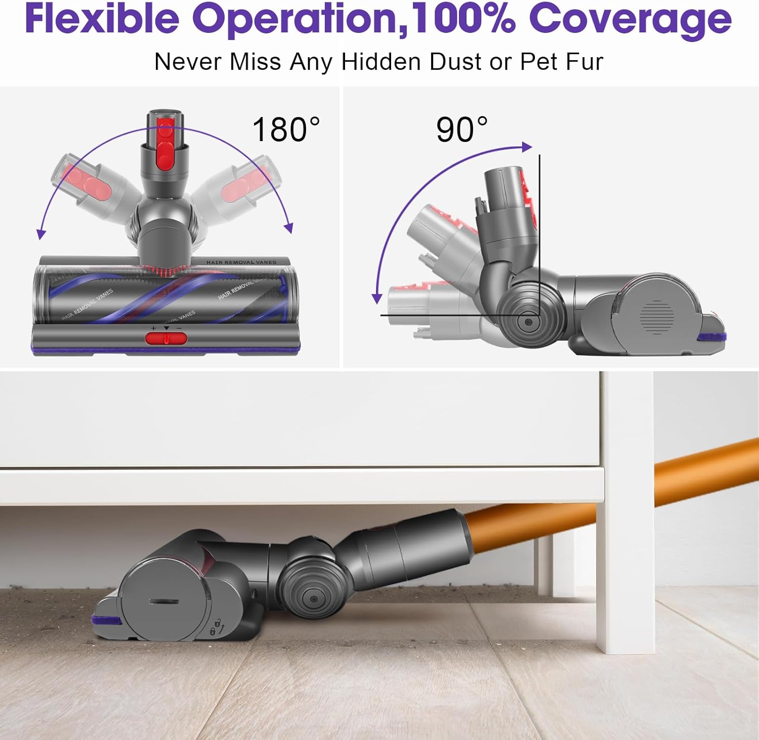 V11 High Torque Brush Head Replacement Compatible with Dyson V7 V8 V10 V11 V15 Vacuum Cleaner, Suction Control Anti-Tangle Deep Clean Vacuum Head Attachment for Carpets & Hard Floor