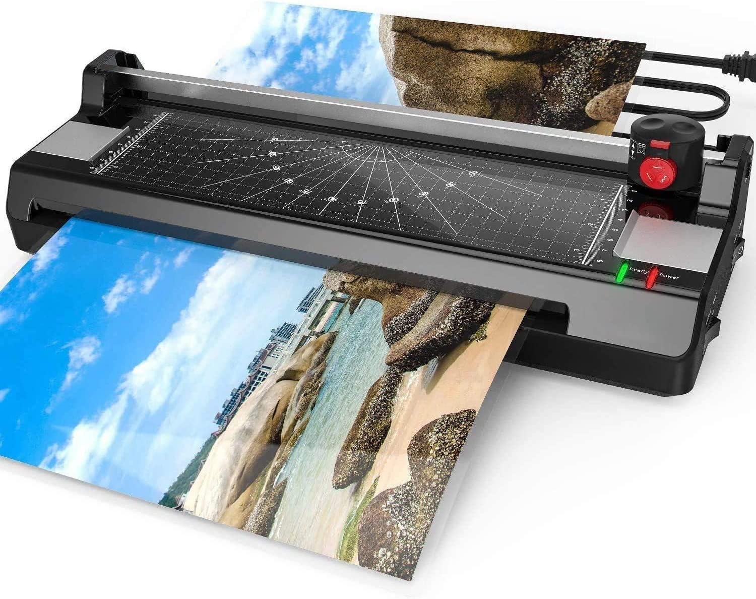 Laminator Machine for A3/A4/A6, YE381 13inch Thermal &amp; Cold Laminating Machine for Home Office School Teacher Use with 120 Pouches, Paper Trimmer and Corner Rounder