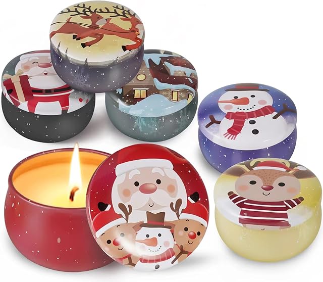 Candles Gift for Women, Scented Candles Gift Set Aromatic Candle, Realistic Candle with Warm White Light for Christmas Decoration, Festivals, Weddings Propose etc. (Pack of 6)