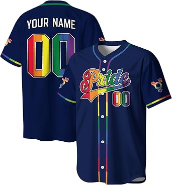 Custom Baseball Jersey, Personalized LGBTQ Pride Month Jerseys with Name Number for Men Women, Rainbow Pride Jersey for LGBT