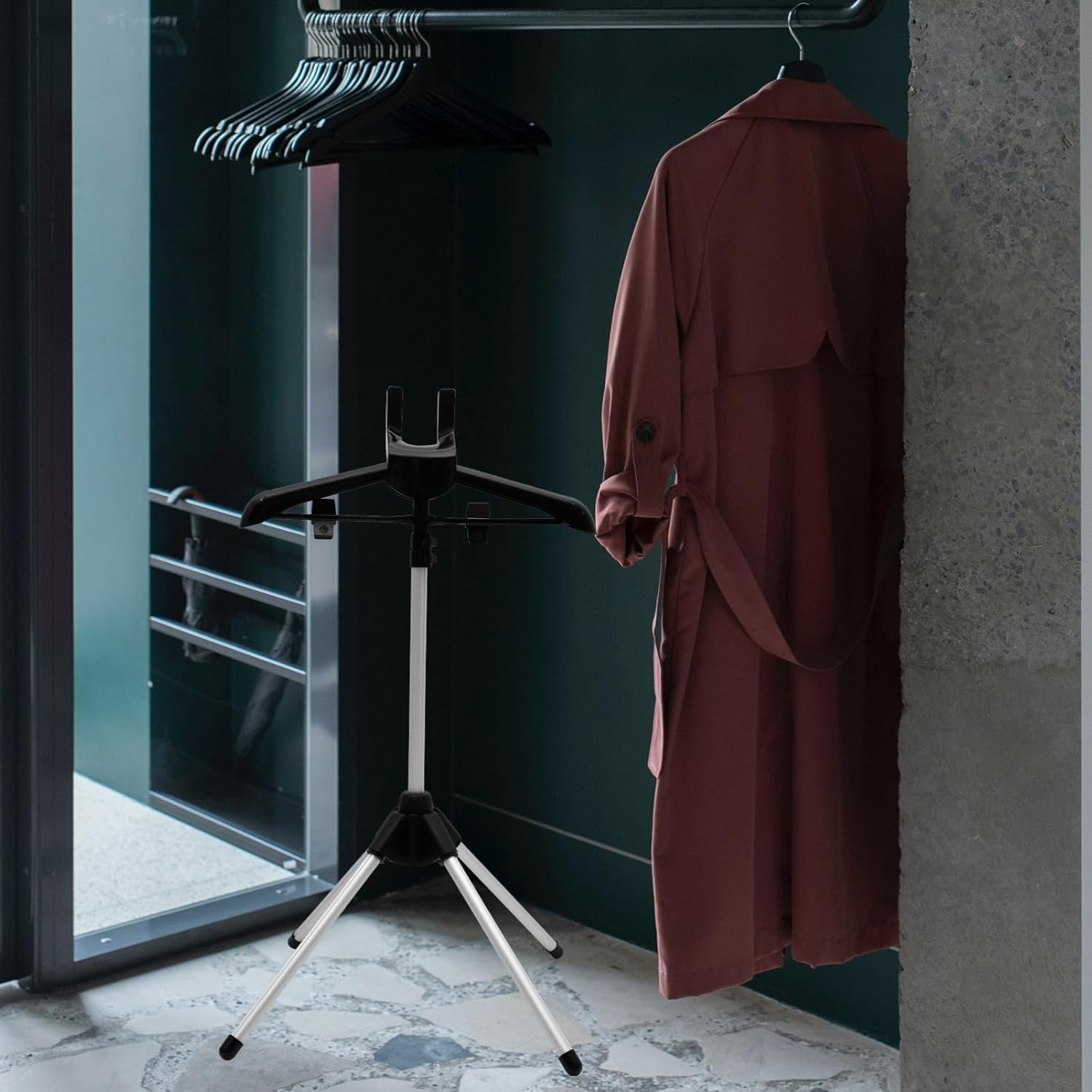 Zerodeko Garment Hanger Rack Foldable Drying Stand for Ironing Clothes Telescopic Hanger for Steaming