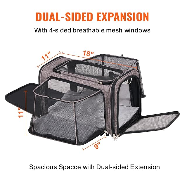 Foto 3 de 8 de VEVOR Transportín para Mascotas con Ruedas Carga de 11,3 kg Maleta para Gatos 46x28x28 cm Transportador…