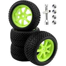 75mm/2.95" RC Rally Car Tires Rubber Tires Tyres & Plastic Wheel Rims 12mm Hex Compatible with Traxxas 4 Tec 2.0 Tamiya TT01 XV01 Kyosho WR8 Sakura WLtoys HPI Touring Racing Car Green