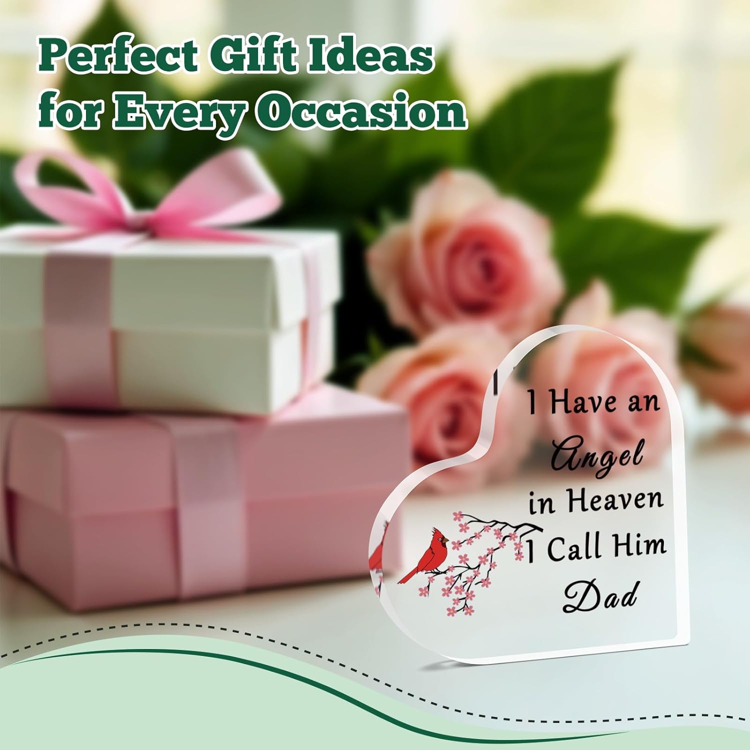 Dad Memorial Heart Plaque Sympathy Gifts for Loss of Father In Memory of Father Plaque Acrylic Heart Keepsake Bereavement Condolences Grief Gifts for for Daughter Son Funeral Remembrance Desk Sign - Image 7