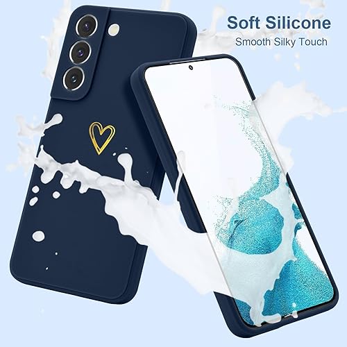 Miniatura 2 de Funda para Samsung Galaxy S22, bonita funda delgada a prueba de golpes con soporte de carga inalámbrica y protección, azul marino