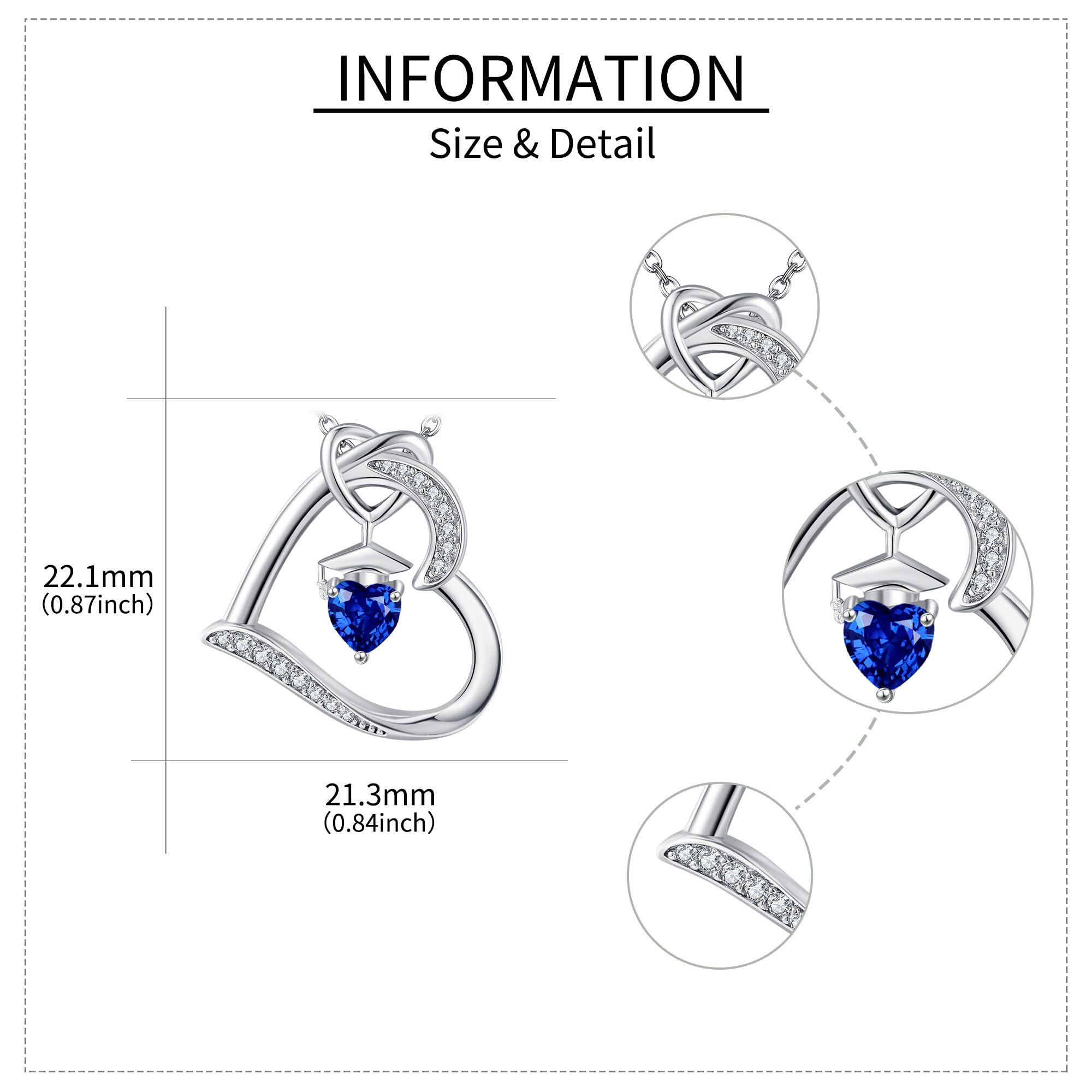 DAYLINLOVE Graduierung Halskette S925 Sterling Silber Klasse von 2025 Bachelor Cap Halsketten Klasse von 2026 Herz Anhänger College High School Graduierung Schmuck Geschenke für Frauen