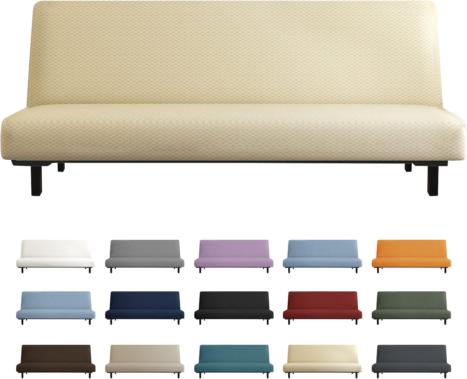 YEMYHOM Futon Cover Latest Jacquard Design High Stretch Armless Sofa Bed Slipcover Anti-Slip Furniture Protector with Elastic Bottom (Futon, White) : Home & Kitchen