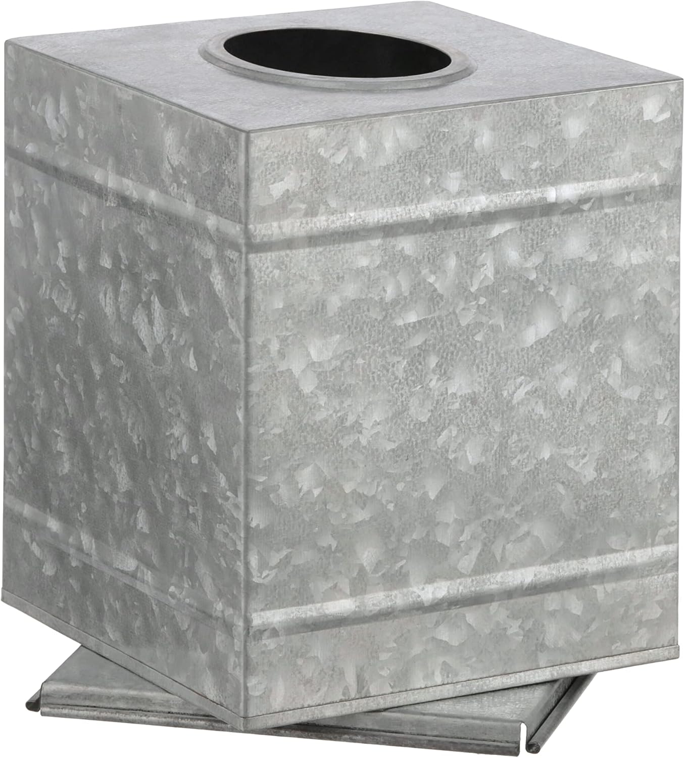 Walford Home Farmhouse Decor Caja de pañuelos cuadrada galvanizada