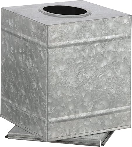 Miniatura 2 de Walford Home Farmhouse Decor - Caja de pañuelos cuadrada galvanizada con cubierta inferior extraíble, generosa apertura ovalada sin rasgaduras. -