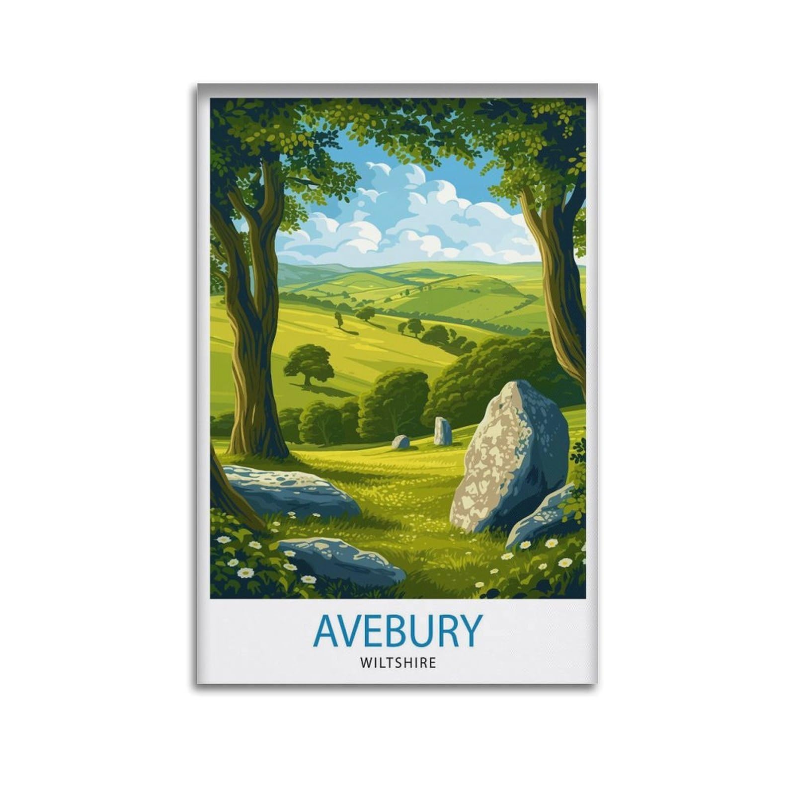 Avebury Wiltshire Ancient Stone Circle Neolithic Monument English Heritage Prehistoric Site Canvas Poster Wall Art Prints Room Aesthetic Murals Bedroom And Living Decorations 20x30inch(50x75cm)