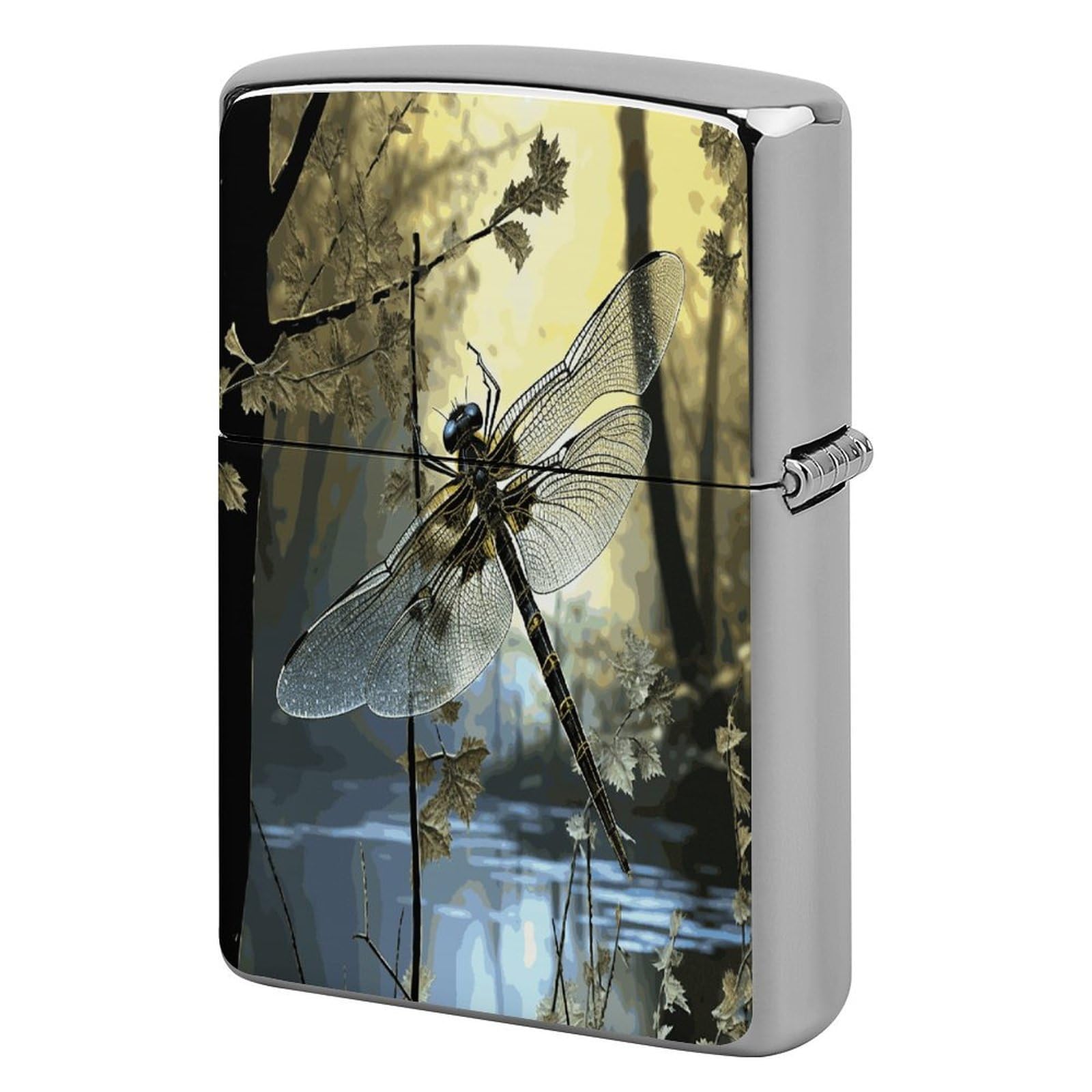 Fodpand Style Dragonflies Metal Lighter Case Cover Lighter Sleeve