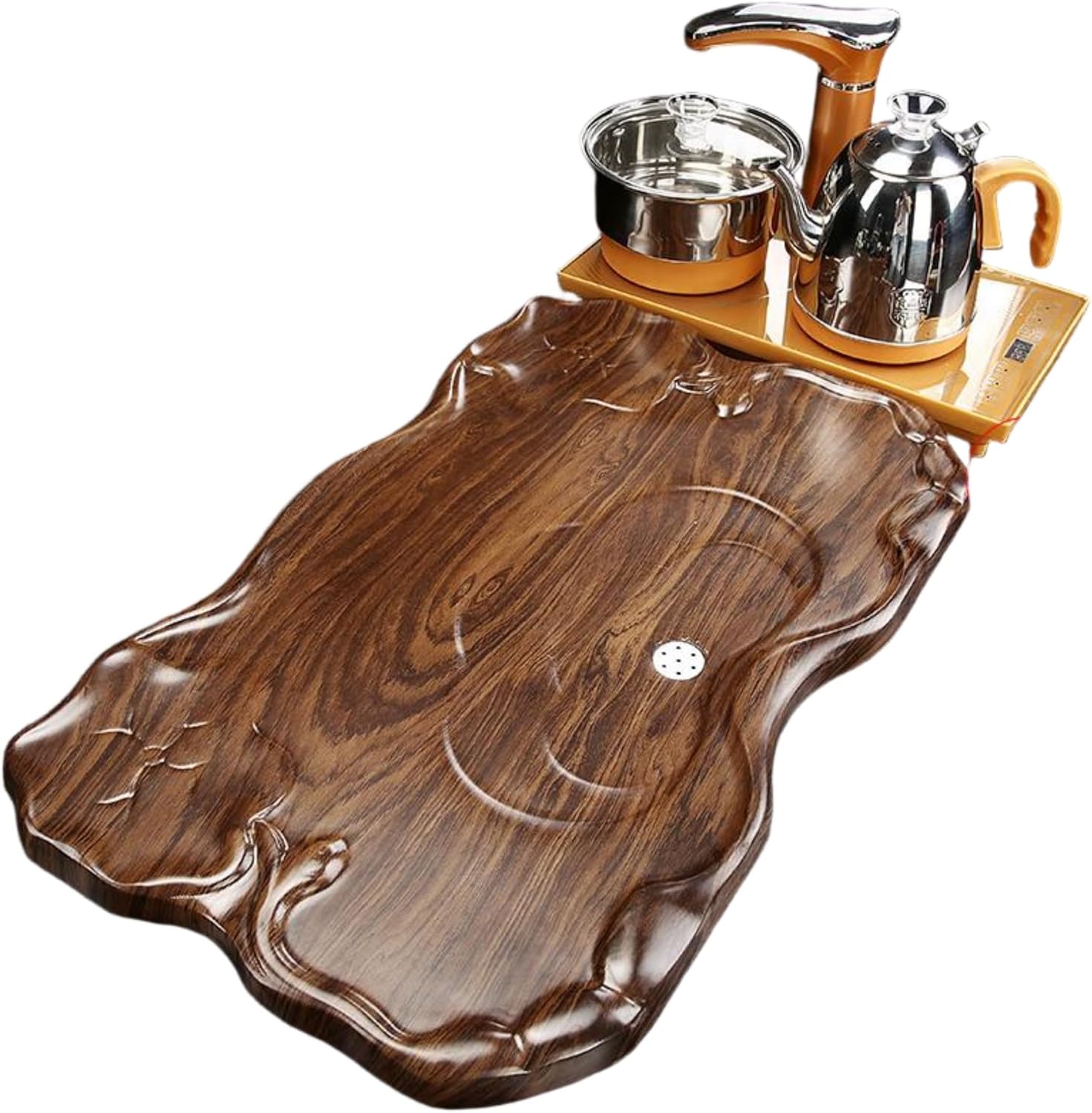 MOYEE Chinese Gongfu Tea Set,Home,Gifting and Office 套装家用分体式茶盘 Chinese Gongfu Tea Tray Solid Wood Tea Tray 实木茶台 Fully Automatic Tea Set,全自动电磁炉简约喝茶海小型 A237