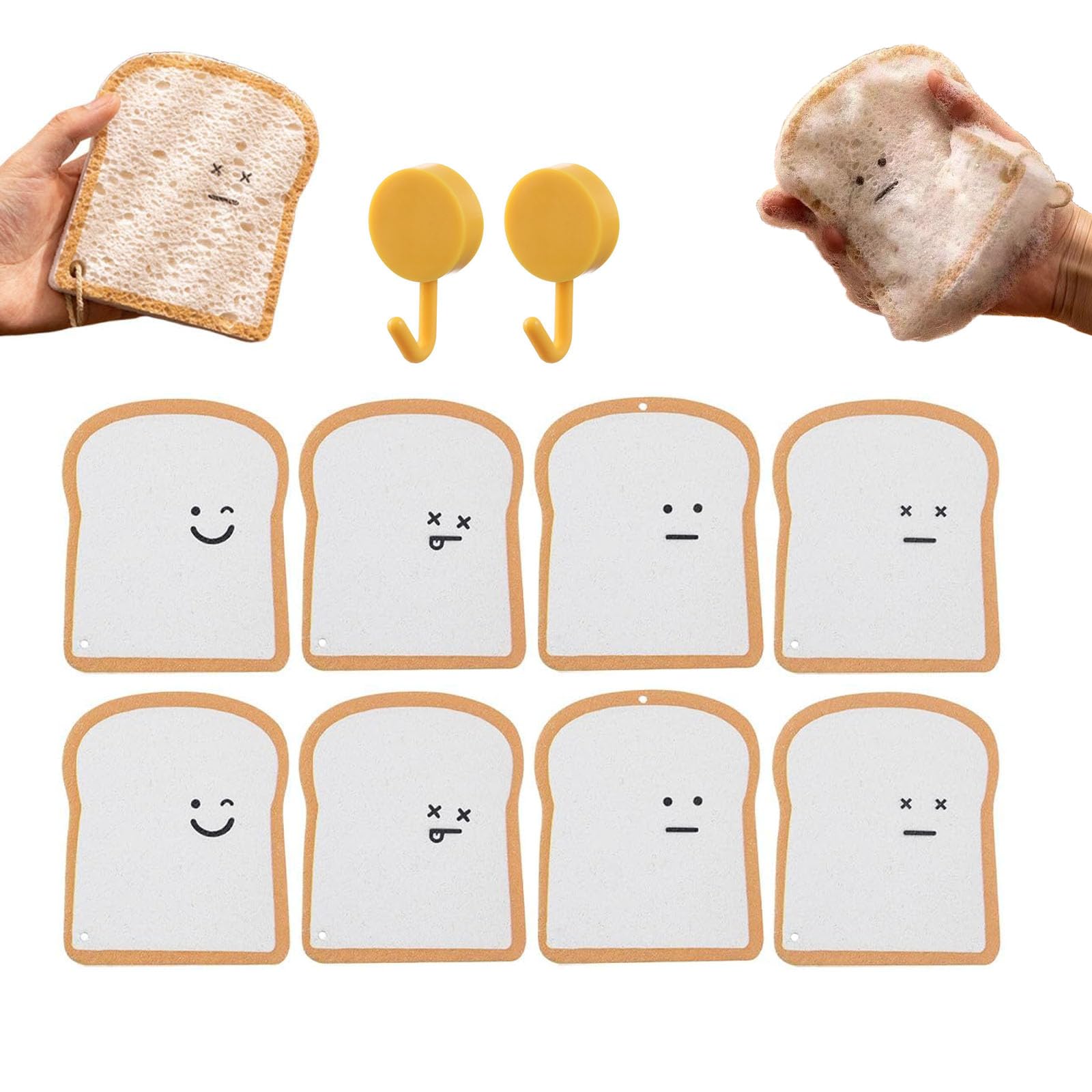 Expanding Bread Sponges, Toast Shaped Pop-Up Compostable Sponges (8Pcs)