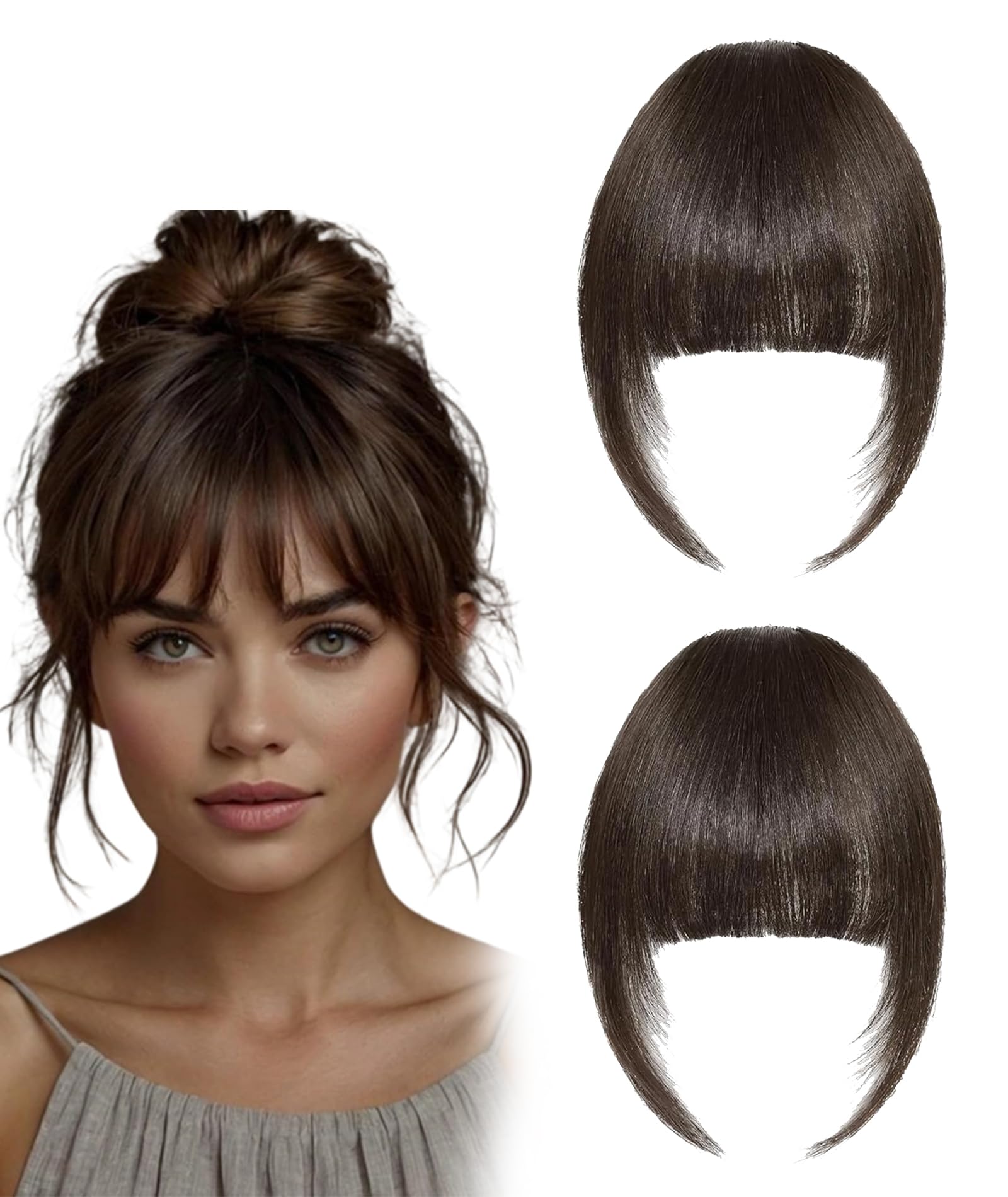 2 PCS Hair Patch for Women, Bangs Hair Extensions for Women with Instant Volume Enhancement, Perfect for Daily Office Styling and Social Events, Brown Color 2 Pieces Set-image-31