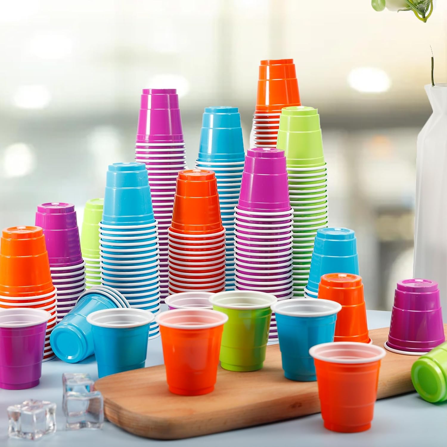 600 Count Disposable Shot Cups,2 oz Plastic Shot Glasses,Mini Plastic Shot Cups,Assorted Color Small Party Cups for Drinking Tasting Snacks Parties Wedding(4 Colors) - Image 6