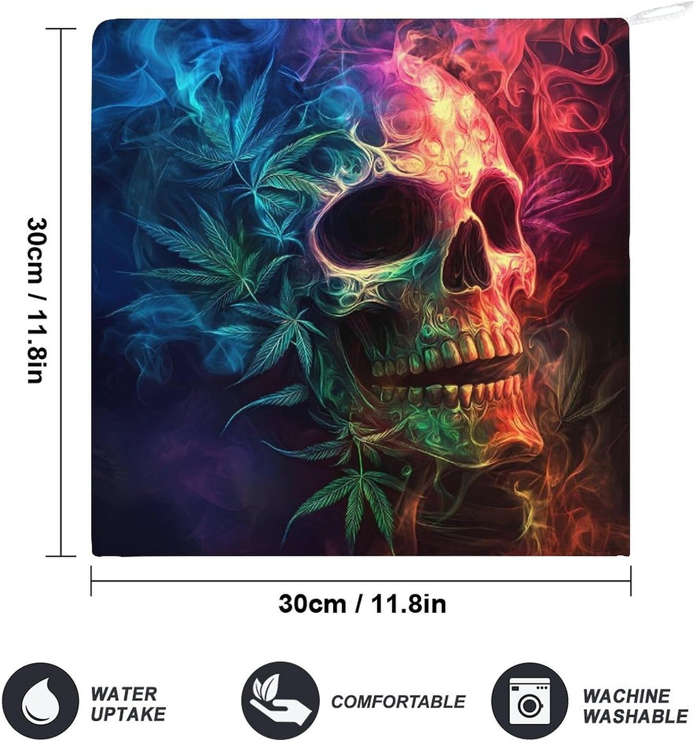 Skull Weed Leaf Smoke Towel Hand Towels Decorative Towel for Bathroom Kitchen Shower Gym 4PCS