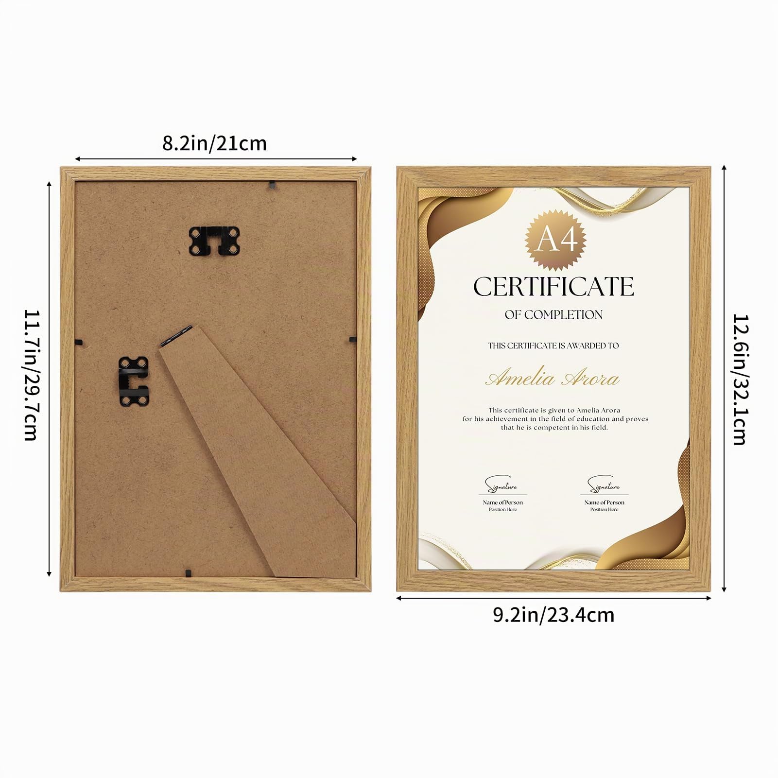 Bilderrahmen A4 (21x29,7cm) 15er-Set, ideal für Zertifikate und Dokumente, Naturholzfarbene Bilderrahmen für Wand- und Tischaufstellung