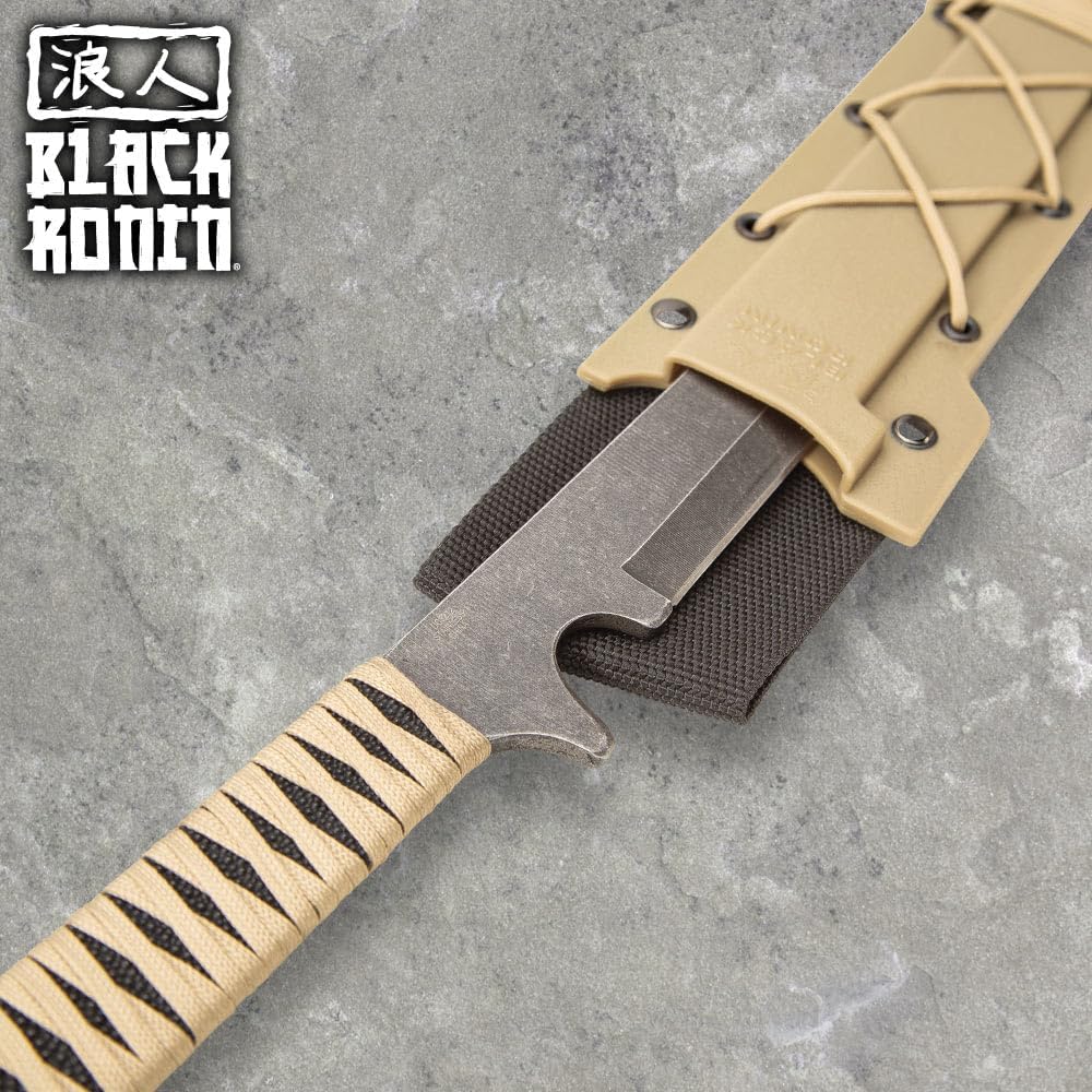 Black Ronin Combat Wakizashi Sword with Injection Molded Sheath | Stainless Steel Blade | Cord-Wrapped Handle