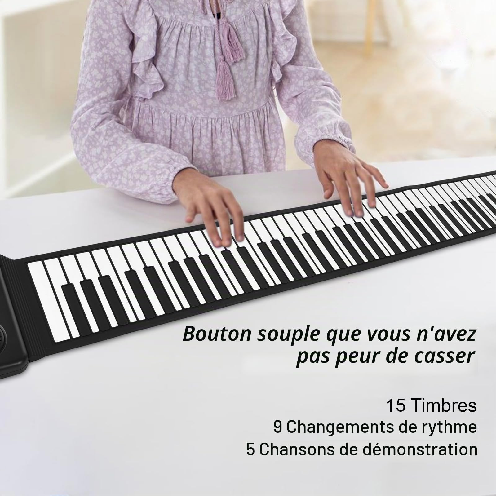 Btuty 88 Touches Clavier Piano Électronique Pliable Silicone Environnemental Studio À La Maison Professionnel Sans Haut-parleur