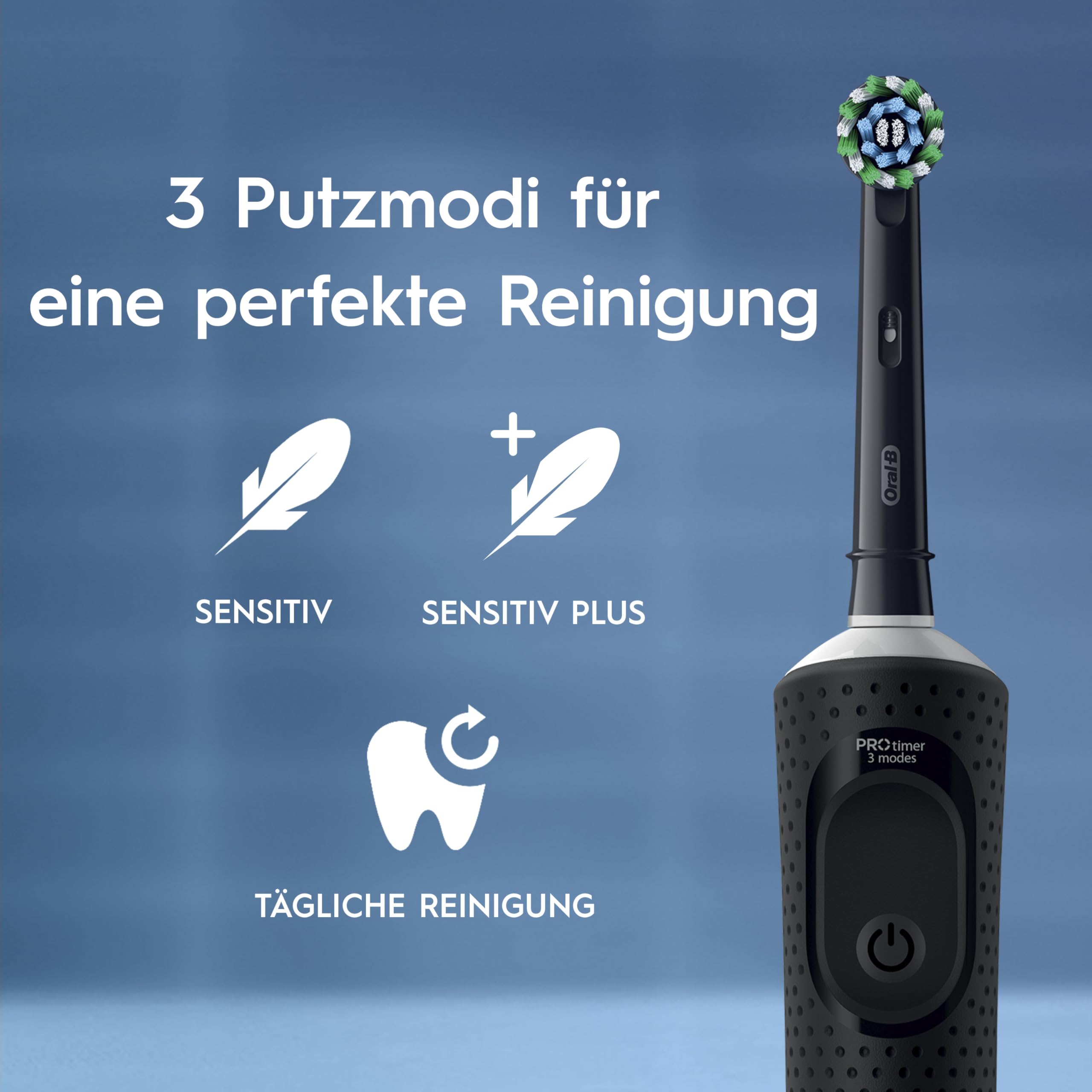 Oral-B Vitality Pro Elektrische Zahnbürste, Doppelpack, Schwarz/Lila | Inkl. 2 Aufsteckbürsten, Electric Toothbrush mit 3 Putzmodi für Zahnpflege