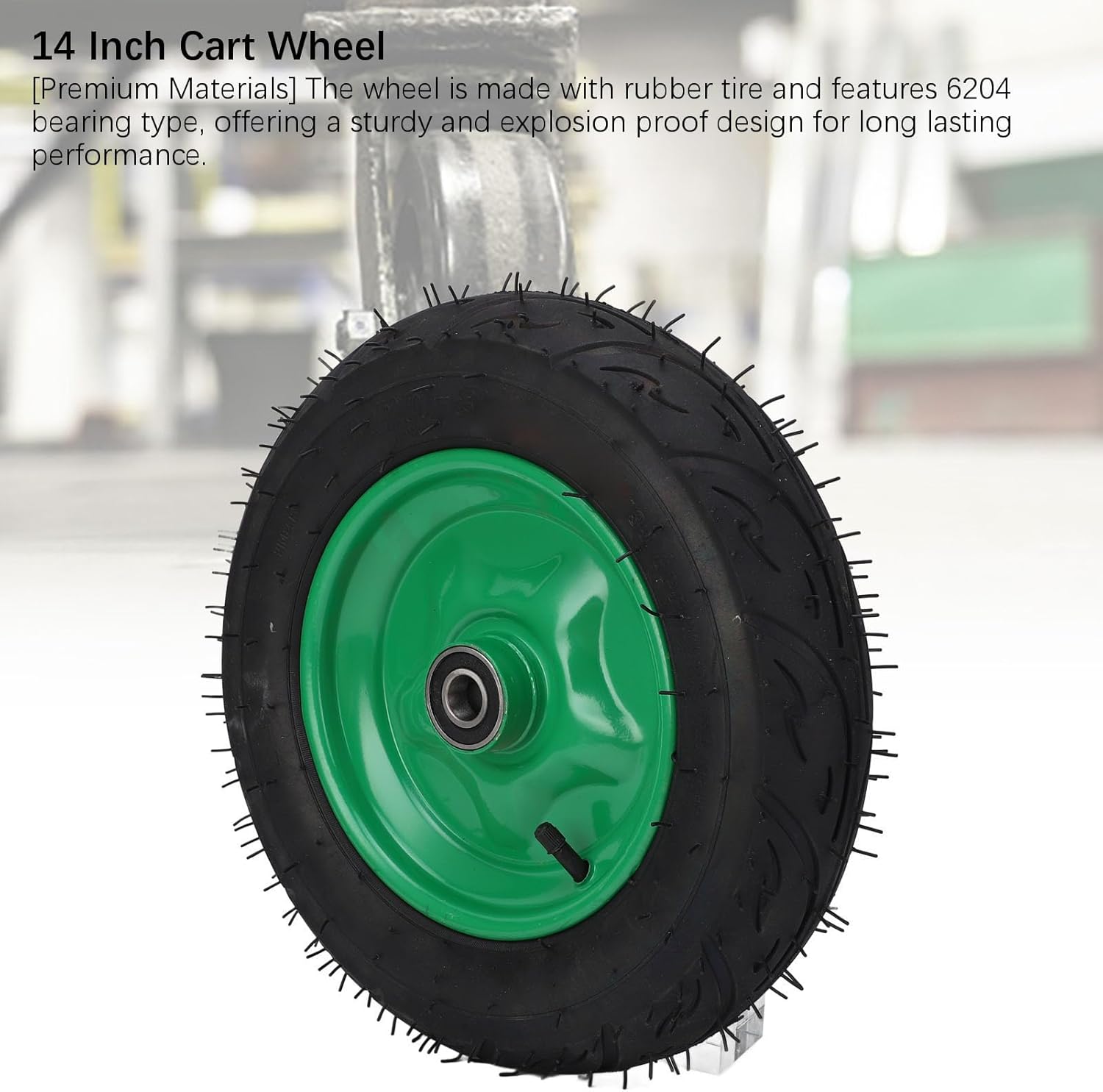 14in Hand Truck Wheel, Heavy Duty Rubber Trolley Tire 550lbs Load, Garden Cart Utility Replacement Wheel