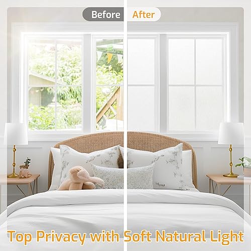 Miniatura 7 de LUTE Película de privacidad para ventana, película de vidrio esmerilado, adhesivo estático para control de calor, extraíble, cubierta de ventana no